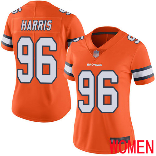 Women Denver Broncos #96 Shelby Harris Limited Orange Rush Vapor Untouchable Football NFL Jersey->women nfl jersey->Women Jersey